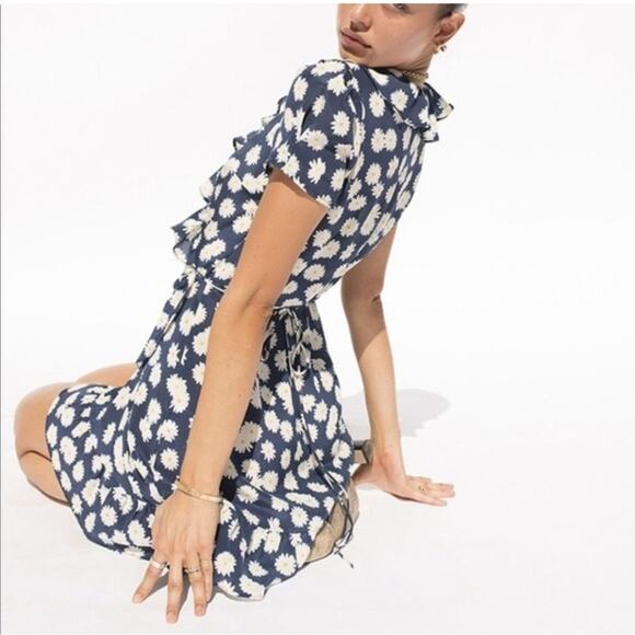 Réalisation Par The Valentina Blue Daisy Mini Wrap Dress XS - Picture 3 of 9